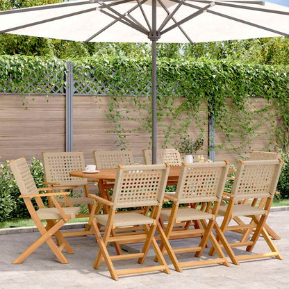 Folding Garden Chairs 6 Pcs Poly Rattan And Solid Wood