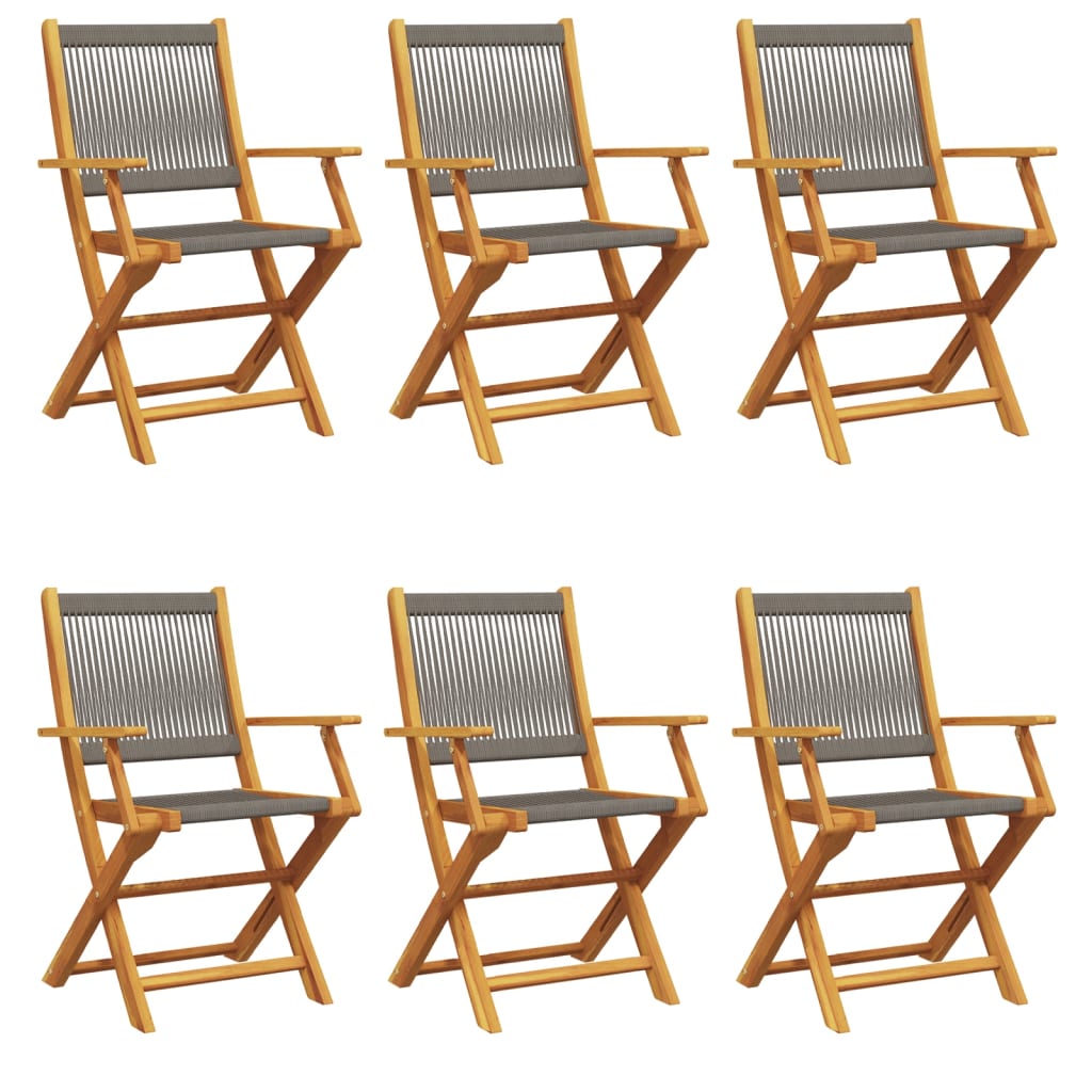 Folding Garden Chairs 6 Pcs Solid Wood Acacia
