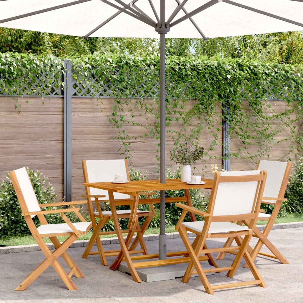 Garden Chairs 2 Pcs White Solid Wood Acacia And Fabric