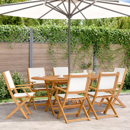 Garden Chairs 2 Pcs White Solid Wood Acacia And Fabric
