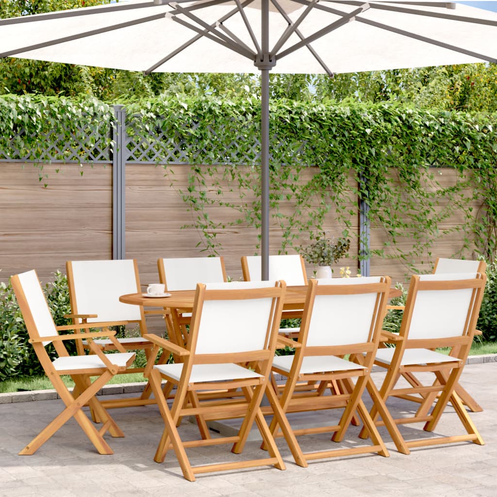 Garden Chairs 2 Pcs White Solid Wood Acacia And Fabric