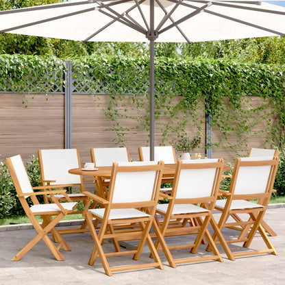 Garden Chairs 2 Pcs White Solid Wood Acacia And Fabric