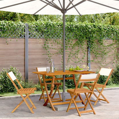 Bistro Chairs 2 Pcs White Solid Wood Acacia And Fabric