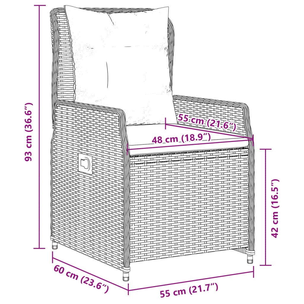 Reclining Garden Chairs 2 Pcs Poly Rattan