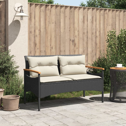 Garden Bench With Cushions 116X62.5X74 Cm Poly Rattan