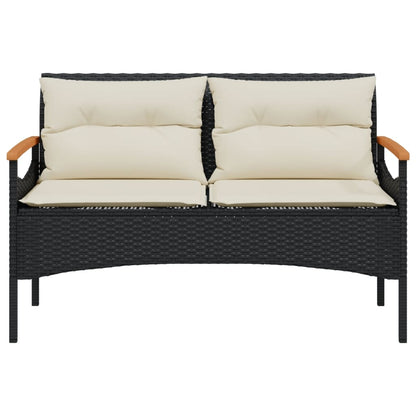 Garden Bench With Cushions 116X62.5X74 Cm Poly Rattan