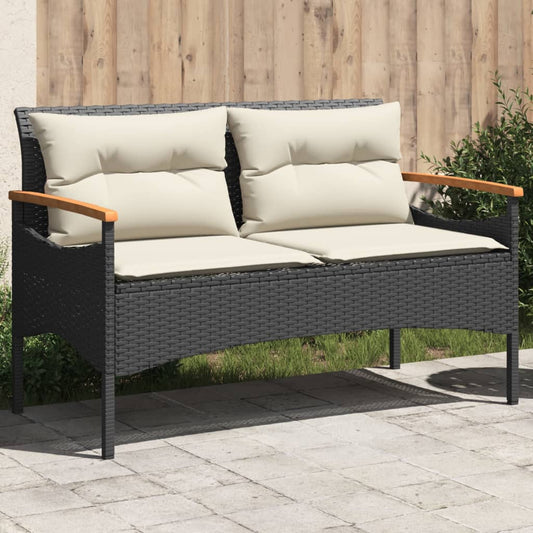 Garden Bench With Cushions 116X62.5X74 Cm Poly Rattan