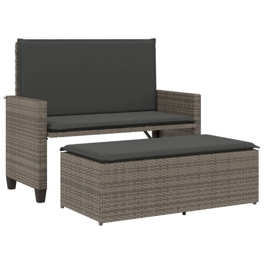 Garden Bench With Cushions And Footstool Poly Rattan