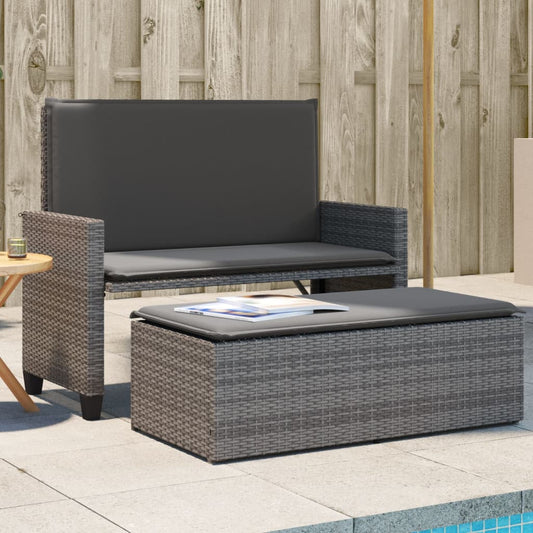 Garden Bench With Cushions And Footstool Poly Rattan