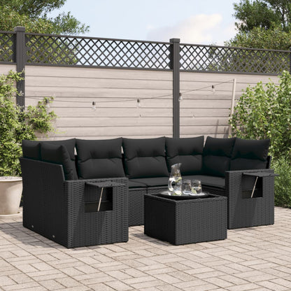 7 Piece Garden Sofa Set With Cushions Poly Rattan