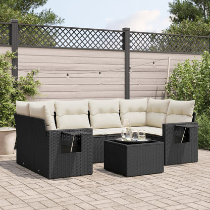 7 Piece Garden Sofa Set With Cushions Poly Rattan