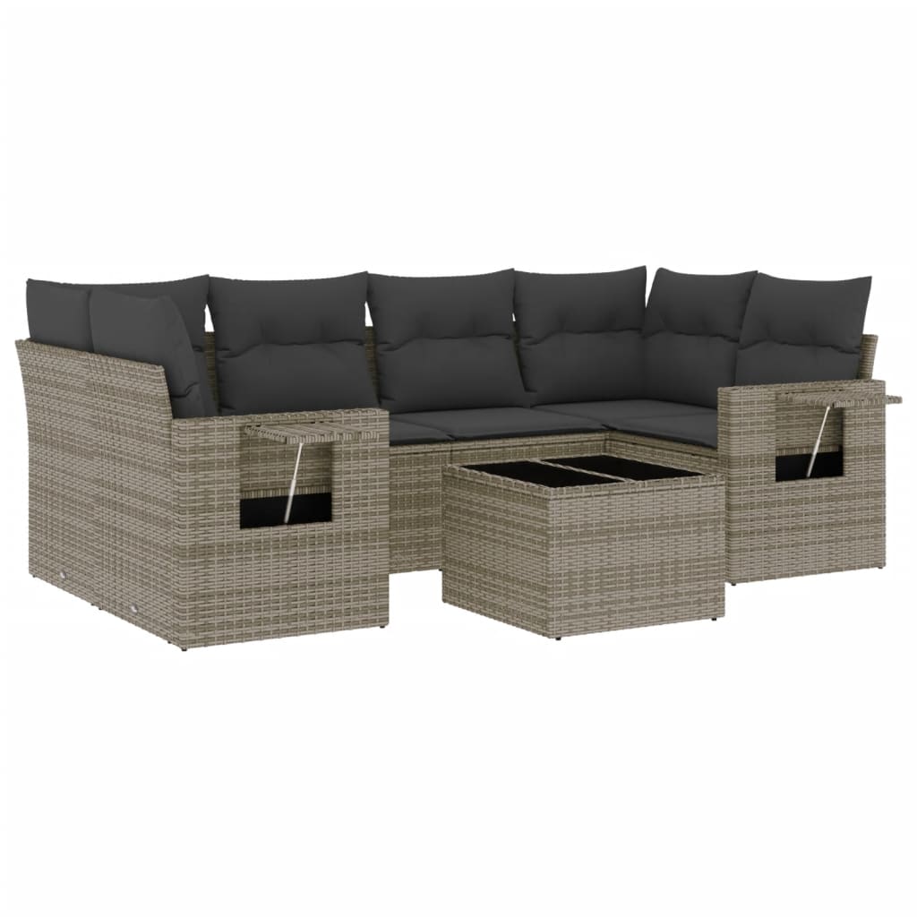 7 Piece Garden Sofa Set With Cushions Poly Rattan