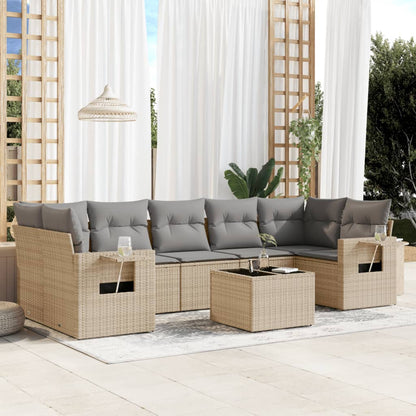 8 Piece Garden Sofa Set With Cushions Poly Rattan