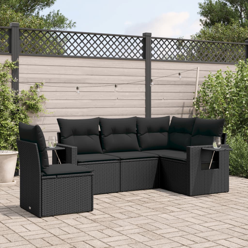 6 Piece Garden Sofa Set With Cushions Poly Rattan