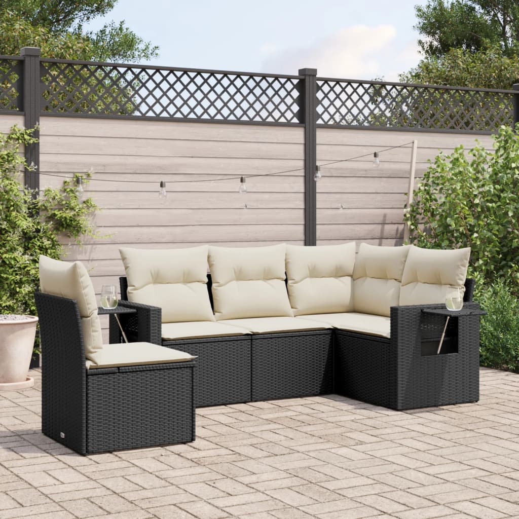 6 Piece Garden Sofa Set With Cushions Poly Rattan