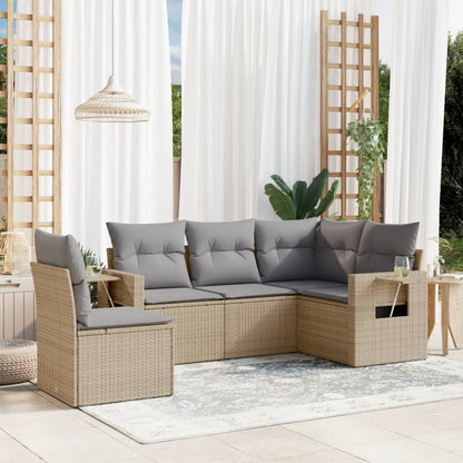 6 Piece Garden Sofa Set With Cushions Poly Rattan