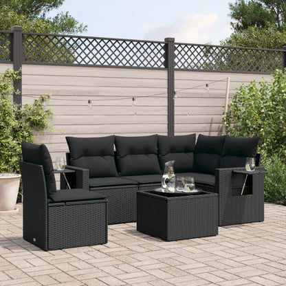 6 Piece Garden Sofa Set With Cushions Poly Rattan