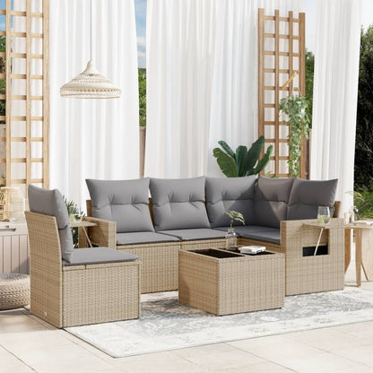 6 Piece Garden Sofa Set With Cushions Poly Rattan