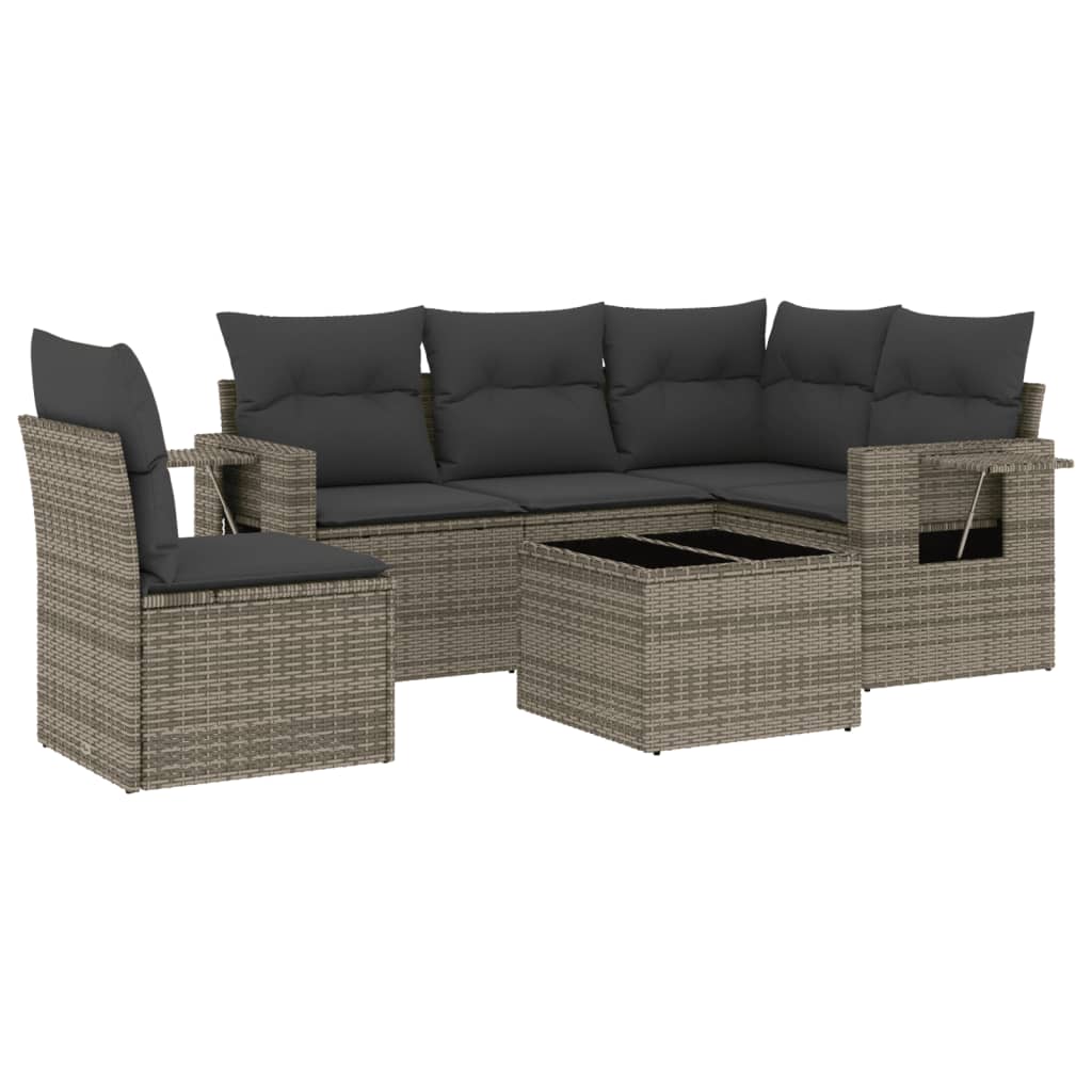 6 Piece Garden Sofa Set With Cushions Poly Rattan
