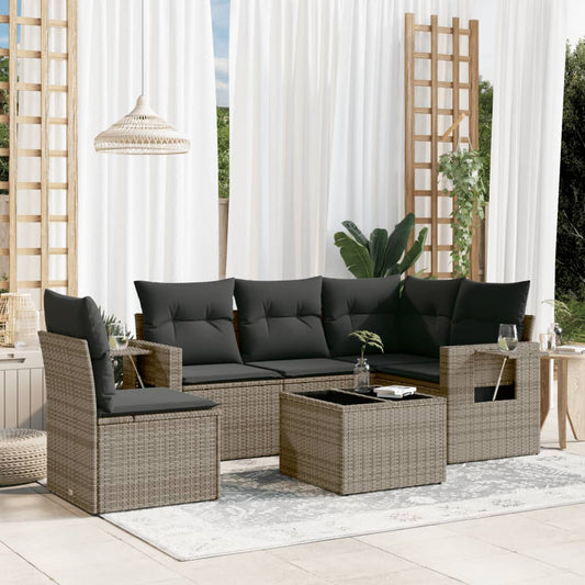 6 Piece Garden Sofa Set With Cushions Poly Rattan