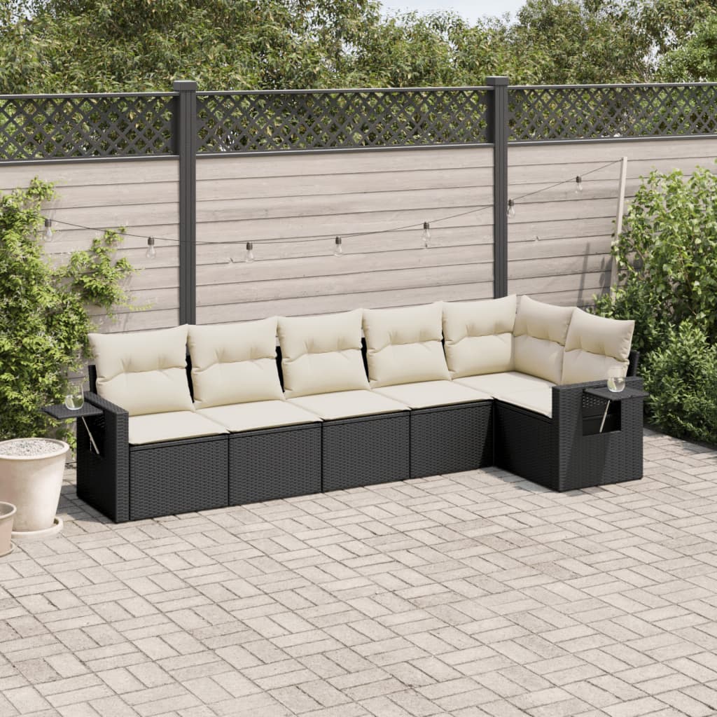 6 Piece Garden Sofa Set With Cushions Poly Rattan