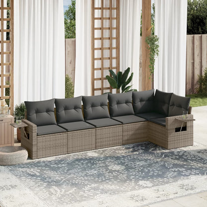 6 Piece Garden Sofa Set With Cushions Poly Rattan