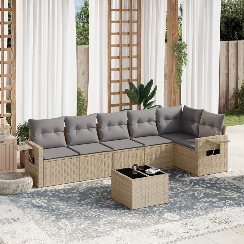 6 Piece Garden Sofa Set With Cushions Poly Rattan