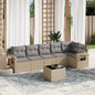 6 Piece Garden Sofa Set With Cushions Poly Rattan