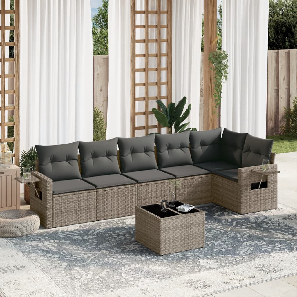 6 Piece Garden Sofa Set With Cushions Poly Rattan