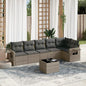 6 Piece Garden Sofa Set With Cushions Poly Rattan