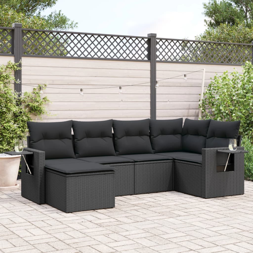 6 Piece Garden Sofa Set With Cushions Poly Rattan