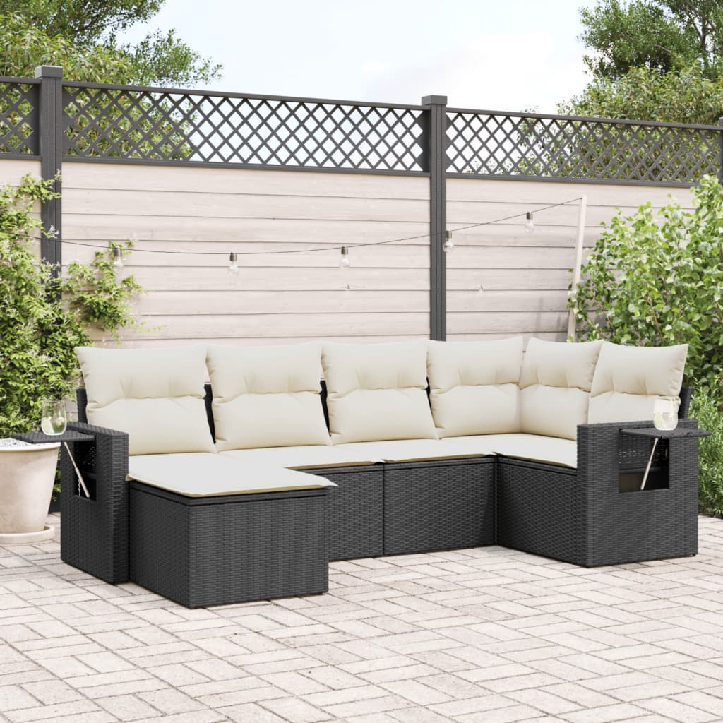 6 Piece Garden Sofa Set With Cushions Poly Rattan