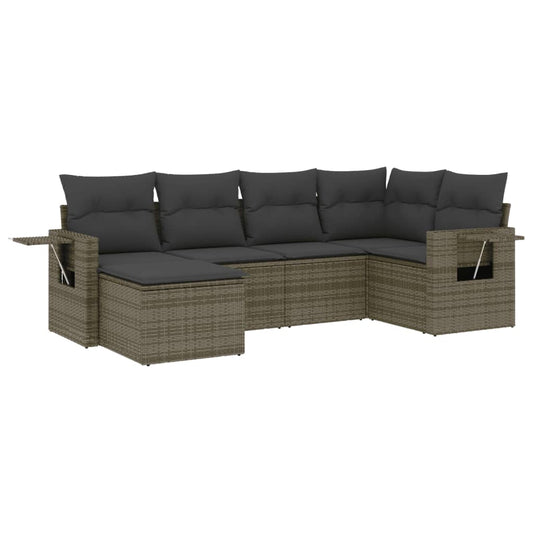6 Piece Garden Sofa Set With Cushions Poly Rattan