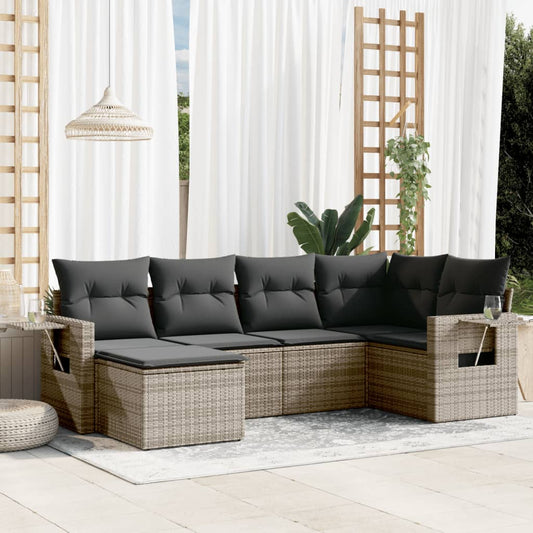 6 Piece Garden Sofa Set With Cushions Poly Rattan