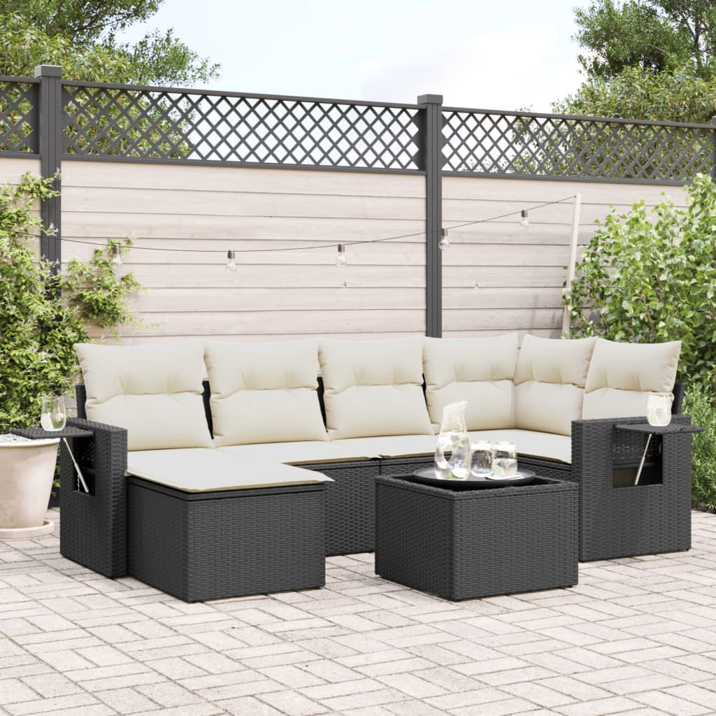 6 Piece Garden Sofa Set With Cushions Poly Rattan
