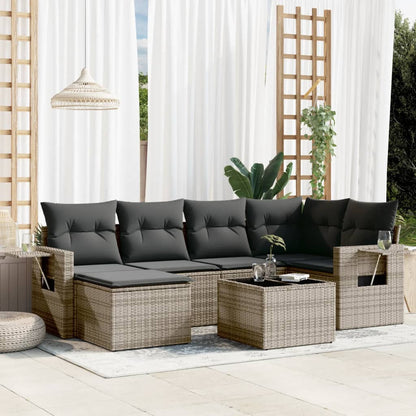 6 Piece Garden Sofa Set With Cushions Poly Rattan