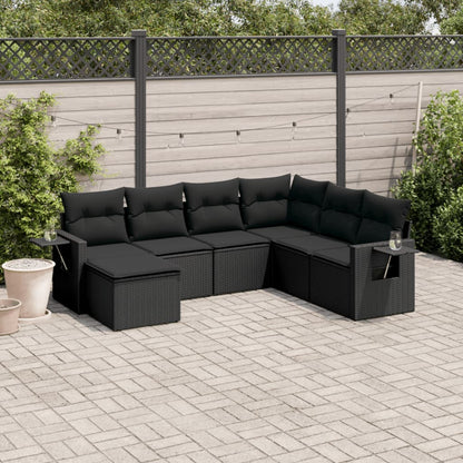 7 Piece Garden Sofa Set With Cushions Poly Rattan