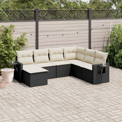 7 Piece Garden Sofa Set With Cushions Poly Rattan