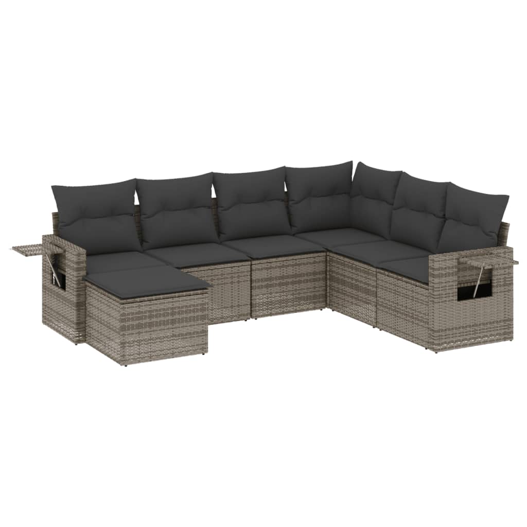7 Piece Garden Sofa Set With Cushions Poly Rattan