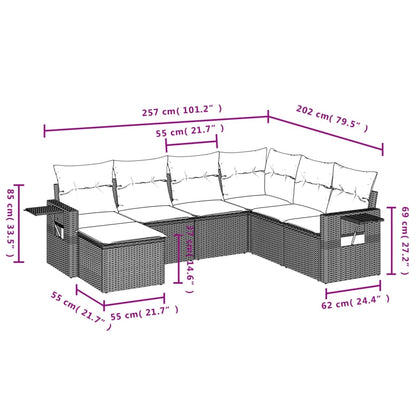 7 Piece Garden Sofa Set With Cushions Poly Rattan