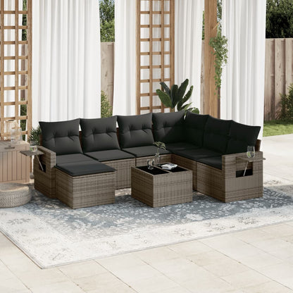 7 Piece Garden Sofa Set With Cushions Poly Rattan