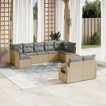 9 Piece Garden Sofa Set With Cushions Poly Rattan