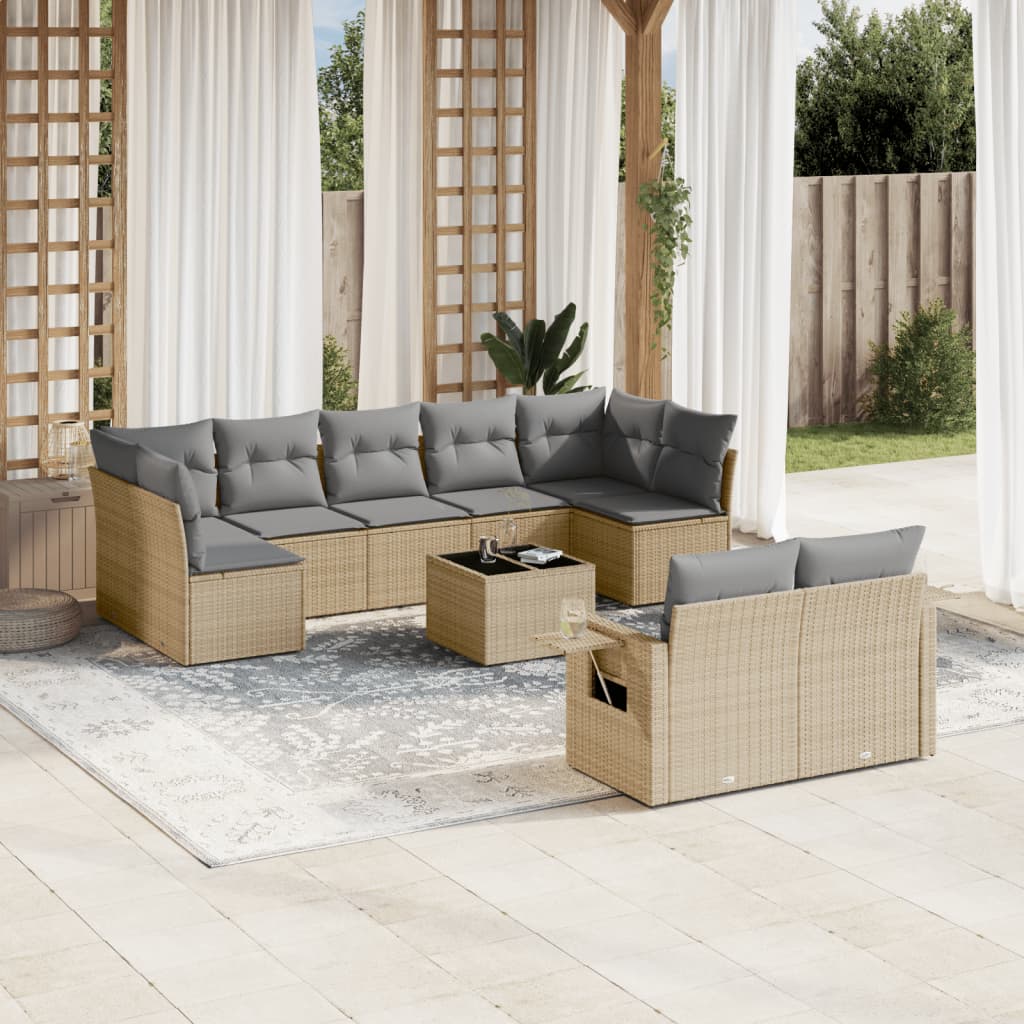 9 Piece Garden Sofa Set With Cushions Poly Rattan