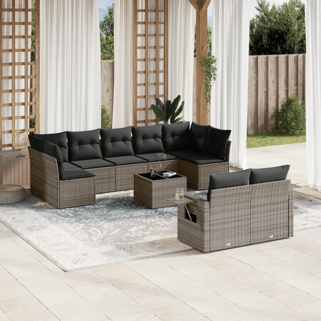 9 Piece Garden Sofa Set With Cushions Poly Rattan