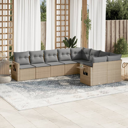 9 Piece Garden Sofa Set With Cushions Poly Rattan