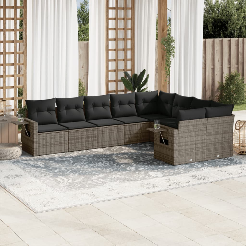 9 Piece Garden Sofa Set With Cushions Poly Rattan