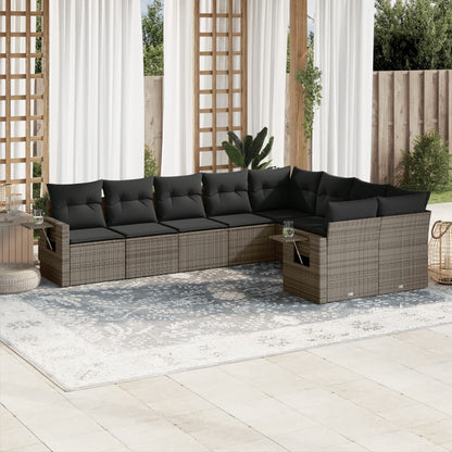 9 Piece Garden Sofa Set With Cushions Poly Rattan