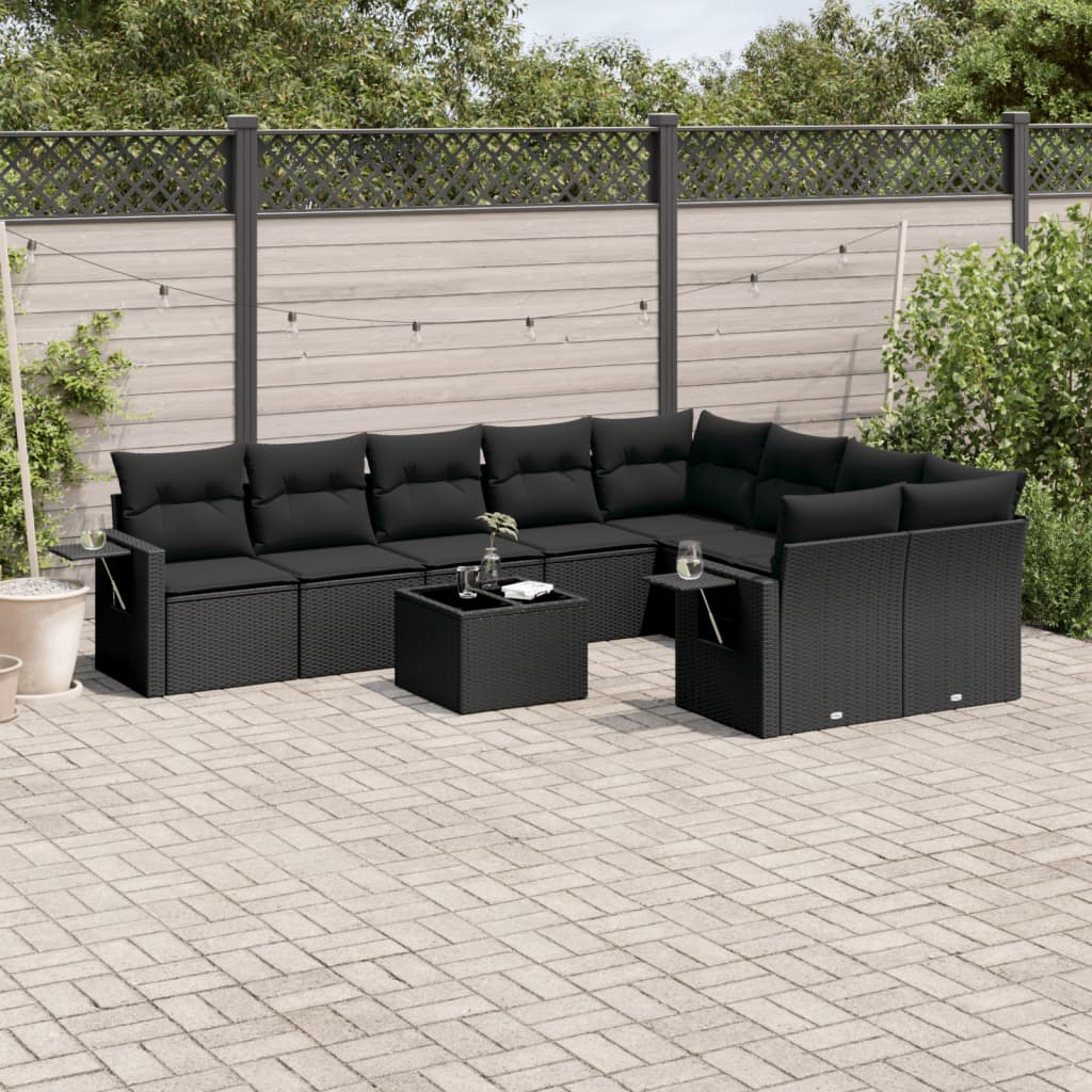 9 Piece Garden Sofa Set With Cushions Poly Rattan