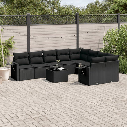 9 Piece Garden Sofa Set With Cushions Poly Rattan