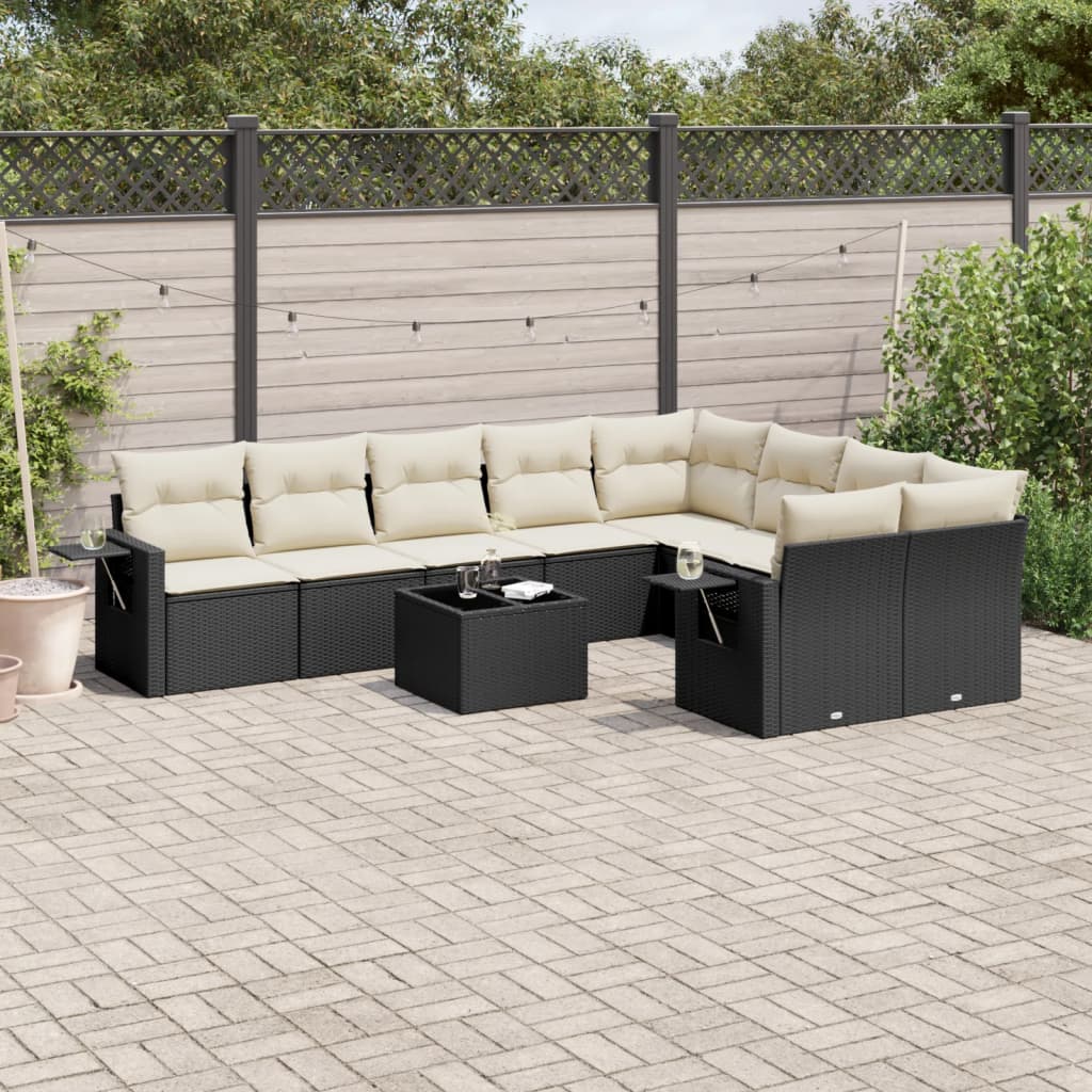 9 Piece Garden Sofa Set With Cushions Poly Rattan